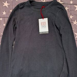 NWT Topo Designs Black Global Waffle Crew Thermal